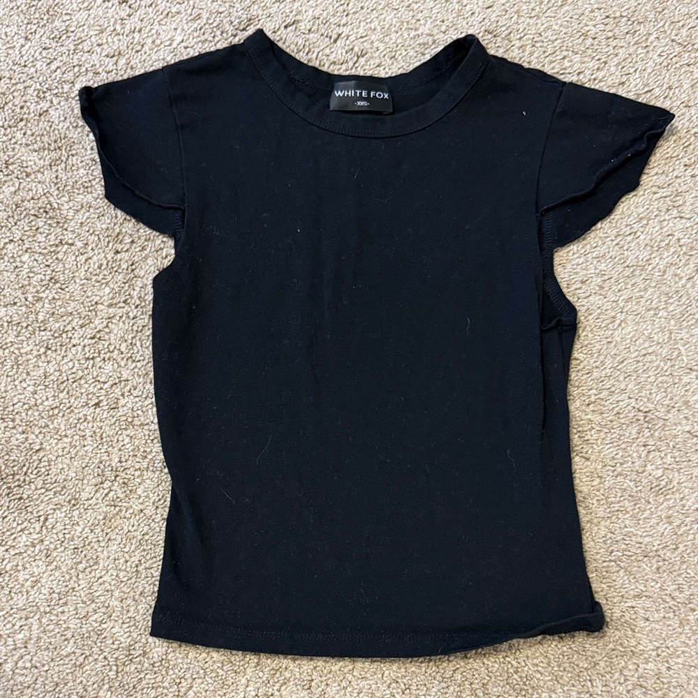White Fox Black T-Shirt